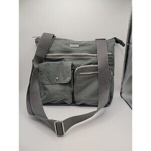 BAGGALLINI Gray Crossbody Messenger Bag Travel All-in- One Purse Yellow Lining